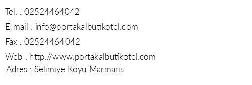 Portakal Butik Otel telefon numaralar, faks, e-mail, posta adresi ve iletiim bilgileri
